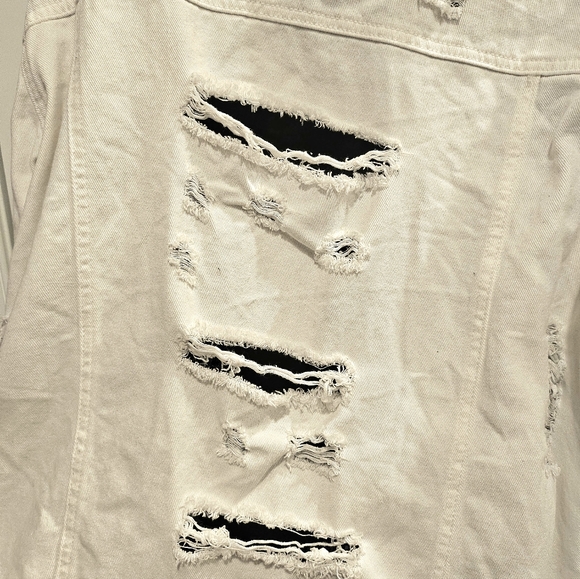 White Distressed Denim Jacket - Picture 4 of 7